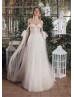 Tie Straps Ivory Lace Tulle Wedding Dress